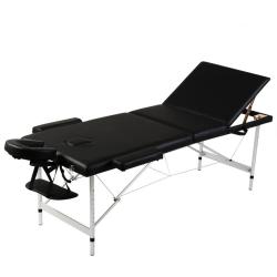 Table pliable de massage 3 zones avec cadre en inox noir 02_0001888