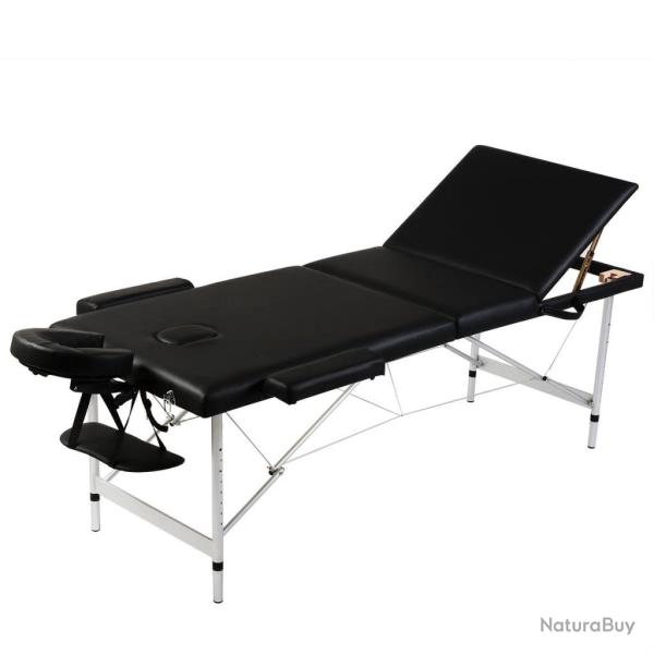 Table pliable de massage 3 zones avec cadre en inox noir 02_0001888