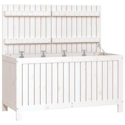 Coffre bo&icirc;te meuble de jardin rangement blanc 121 x 55 x 64 cm bois de pin 02_0013070