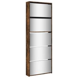 Armoire &agrave; chaussures range chaussures rangement meuble entr&eacute;e couloir salon miroir 5 niveau x 63 x