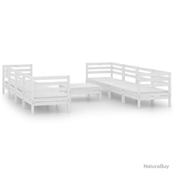 Salon de jardin meuble d'ext�rieur ensemble de mobilier 9 pi�ces blanc bois de pin massif 02_0018173