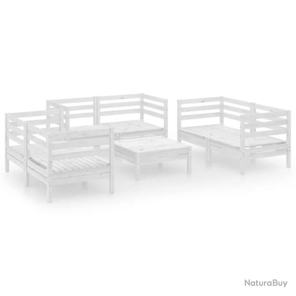 Salon de jardin meuble d'ext�rieur ensemble de mobilier 7 pi�ces blanc bois de pin massif 02_0017358