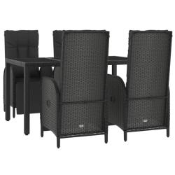 Mobilier &agrave; d&icirc;ner de jardin et coussins 5 pi&egrave;ces noir r&eacute;sine tress&eacute;e 02_0014869