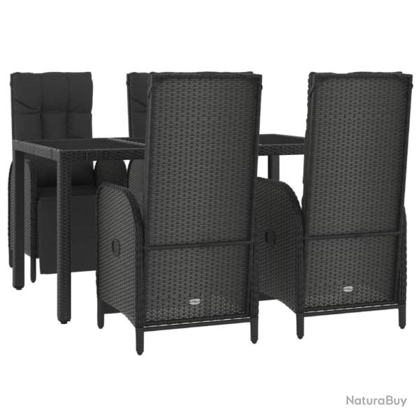 Mobilier � d�ner de jardin et coussins 5 pi�ces noir r�sine tress�e 02_0014869