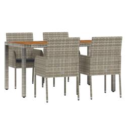 Ensemble de salle &agrave; manger de jardin meuble ext&eacute;rieur 5 pi&egrave;ces avec coussins gris 02_0013726
