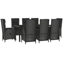Mobilier &agrave; d&icirc;ner de jardin 9 pi&egrave;ces et coussins noir r&eacute;sine tress&eacute;e 02_0014837