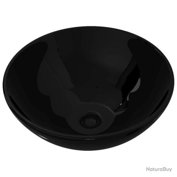 Vasque �vier rond c�ramique pour salle de bain lavabo lave-mains noir 02_0002504