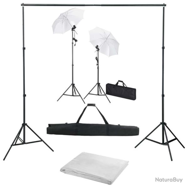 Kit de studio photo professionnel avec toile de fond blanc lampes et parapluies 02_0001494