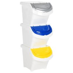 Poubelles empilables avec couvercles 3 pi&egrave;es blanc PP 78 l 02_0006114