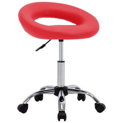 Chaise de bureau fauteuil si&egrave;ge de travail roulante similicuir rouge 02_0024080