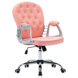 Chaise fauteuil si&egrave;ge de bureau informatique &eacute;tude pivotante Rose similicuir rose 02_0024056