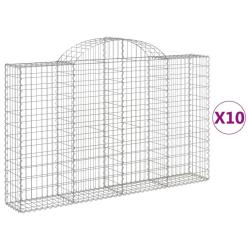 Paniers &agrave; gabions cl&ocirc;ture cage mur de sout&egrave;nement arqu&eacute;s 10 pcs 200 x 30 x 120/140 cm fer galvanis&eacute;