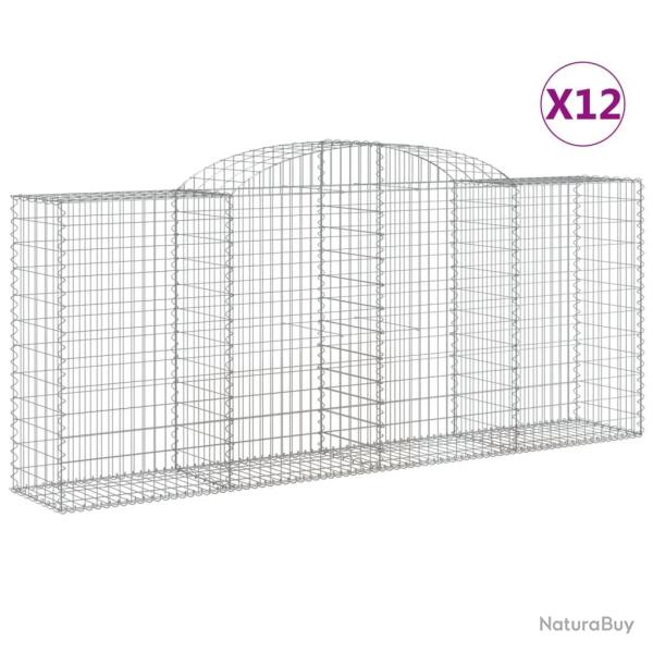 Paniers � gabions cl�ture cage mur de sout�nement arqu�s 1lot de 2 300 x 50 x 120/140 cm fer galvan