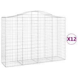 Paniers &agrave; gabions cl&ocirc;ture cage mur de sout&egrave;nement arqu&eacute;s 1lot de 2 200 x 50 x 140/160 cm fer galvan