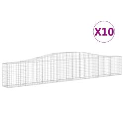 Paniers &agrave; gabions cl&ocirc;ture cage mur de sout&egrave;nement arqu&eacute;s 10 pcs 400 x 30 x 60/80 cm fer galvanis&eacute; A