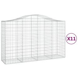 Paniers &agrave; gabions cl&ocirc;ture cage mur de sout&egrave;nement arqu&eacute;s 11 pcs 200 x 50 x 120/140 cm fer galvanis&eacute;
