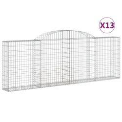 Paniers &agrave; gabions cl&ocirc;ture cage mur de sout&egrave;nement arqu&eacute;s 13 pcs 300 x 30 x 100/120 cm fer galvanis&eacute;