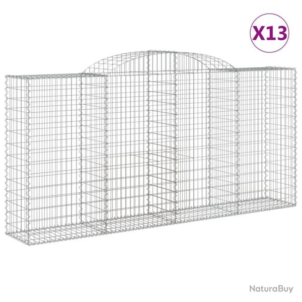 Paniers � gabions cl�ture cage mur de sout�nement arqu�s 13 pcs 300 x 50 x 140/160 cm fer galvanis�
