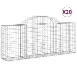 Paniers &agrave; gabions cl&ocirc;ture cage mur de sout&egrave;nement arqu&eacute;s 20 pcs 200 x 30 x 80/100 cm fer galvanis&eacute;