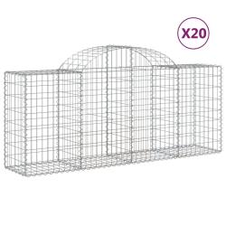 Paniers &agrave; gabions cl&ocirc;ture cage mur de sout&egrave;nement arqu&eacute;s 20 pcs 200 x 50 x 80/100 cm fer galvanis&eacute;