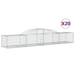 Paniers &agrave; gabions cl&ocirc;ture cage mur de sout&egrave;nement arqu&eacute;s 20 pcs 300 x 50 x 40/60 cm fer galvanis&eacute; A