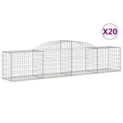 Paniers &agrave; gabions cl&ocirc;ture cage mur de sout&egrave;nement arqu&eacute;s 20 pcs 300 x 50 x 60/80 cm fer galvanis&eacute; A