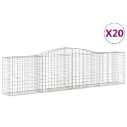 Paniers &agrave; gabions cl&ocirc;ture cage mur de sout&egrave;nement arqu&eacute;s 20 pcs 400 x 50 x 100/120 cm fer galvanis&eacute;