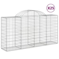 Paniers &agrave; gabions cl&ocirc;ture cage mur de sout&egrave;nement arqu&eacute;s 25 pcs 200 x 50 x 100/120 cm fer galvanis&eacute;