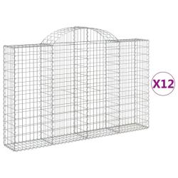 Paniers &agrave; gabions cl&ocirc;ture cage mur de sout&egrave;nement arqu&eacute;s 1lot de 2 200 x 30 x 120/140 cm fer galvan