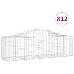 Paniers &agrave; gabions cl&ocirc;ture cage mur de sout&egrave;nement arqu&eacute;s 1lot de 2 200 x 50 x 60/80 cm fer galvanis