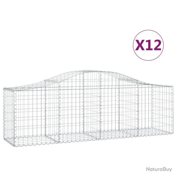Paniers � gabions cl�ture cage mur de sout�nement arqu�s 1lot de 2 200 x 50 x 60/80 cm fer galvanis
