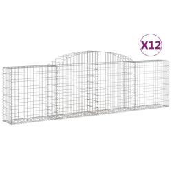 Paniers &agrave; gabions cl&ocirc;ture cage mur de sout&egrave;nement arqu&eacute;s 1lot de 2 300 x 30 x 80/100 cm fer galvani
