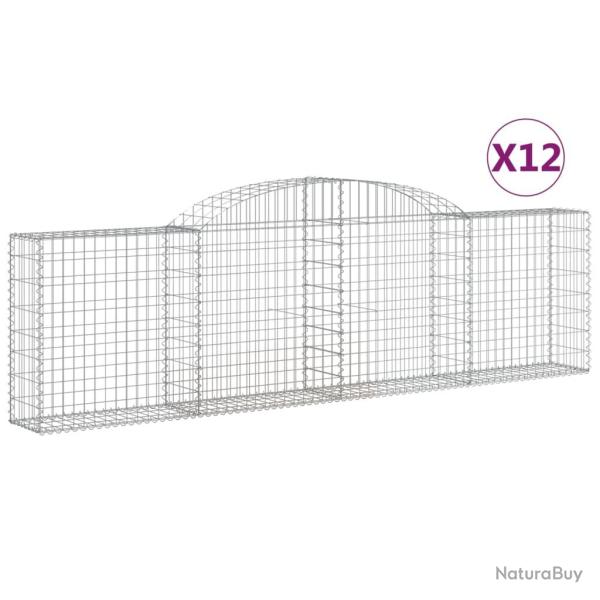 Paniers � gabions cl�ture cage mur de sout�nement arqu�s 1lot de 2 300 x 30 x 80/100 cm fer galvani