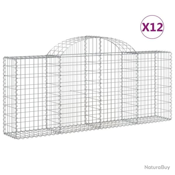 Paniers � gabions cl�ture cage mur de sout�nement arqu�s 1lot de 2 200 x 30 x 80/100 cm fer galvani