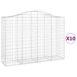 Paniers &agrave; gabions cl&ocirc;ture cage mur de sout&egrave;nement arqu&eacute;s 10 pcs 200 x 50 x 140/160 cm fer galvanis&eacute;