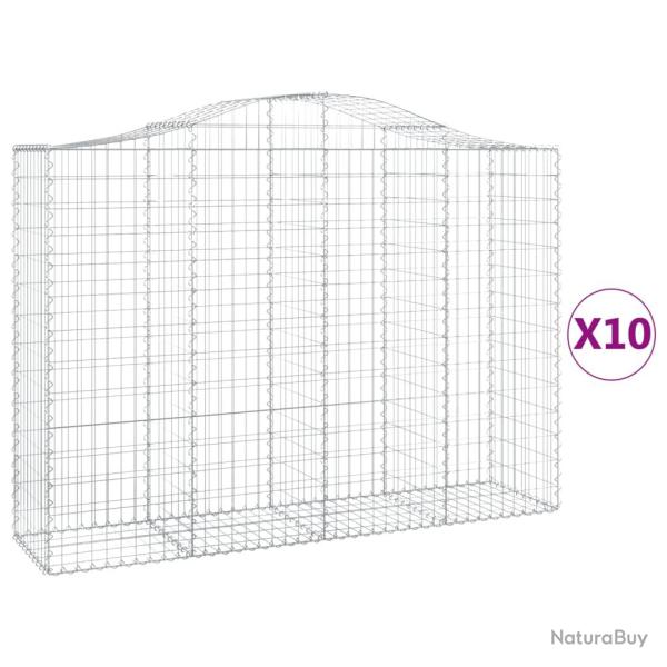 Paniers � gabions cl�ture cage mur de sout�nement arqu�s 10 pcs 200 x 50 x 140/160 cm fer galvanis�