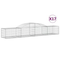 Paniers &agrave; gabions cl&ocirc;ture cage mur de sout&egrave;nement arqu&eacute;s 17 pcs 300 x 50 x 40/60 cm fer galvanis&eacute; A