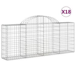 Paniers &agrave; gabions cl&ocirc;ture cage mur de sout&egrave;nement arqu&eacute;s 18 pcs 200 x 30 x 80/100 cm fer galvanis&eacute;