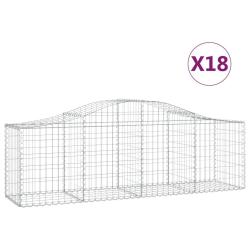 Paniers &agrave; gabions cl&ocirc;ture cage mur de sout&egrave;nement arqu&eacute;s 18 pcs 200 x 50 x 60/80 cm fer galvanis&eacute; A