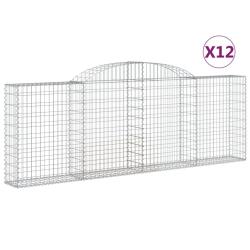 Paniers &agrave; gabions cl&ocirc;ture cage mur de sout&egrave;nement arqu&eacute;s 1lot de 2 300 x 30 x 100/120 cm fer galvan
