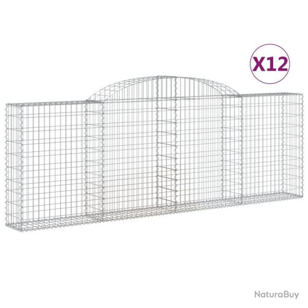 Paniers � gabions cl�ture cage mur de sout�nement arqu�s 1lot de 2 300 x 30 x 100/120 cm fer galvan