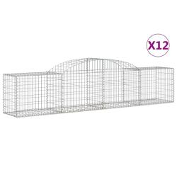 Paniers &agrave; gabions cl&ocirc;ture cage mur de sout&egrave;nement arqu&eacute;s 1lot de 2 300 x 50 x 60/80 cm fer galvanis