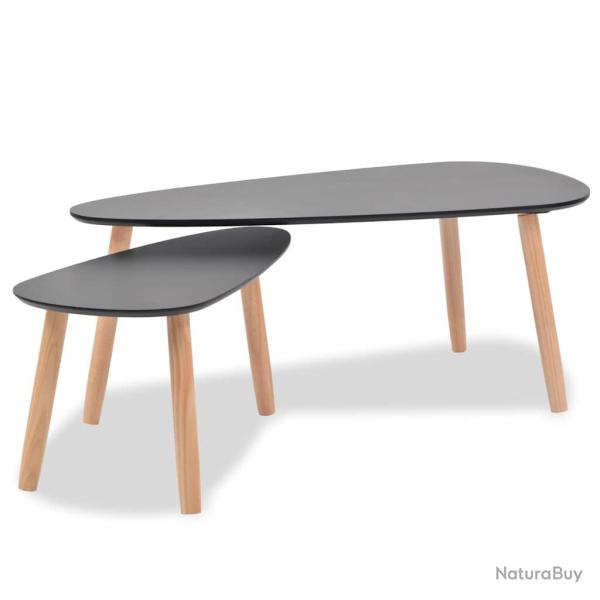 Ensemble de tables basses lot de 2 bois de pin massif noir 02_0042131