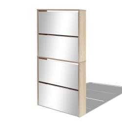 Meuble &agrave; chaussures 4 &eacute;tag&egrave;res avec miroir 63 x 17 x 134 cm Ch&ecirc;ne marron 02_0043394
