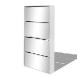 Meuble &agrave; chaussures 4 &eacute;tag&egrave;res et miroir 63 x 17 x 134 cm blanc 02_0043395