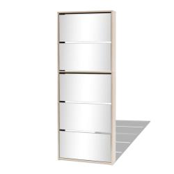 Meuble &agrave; chaussures 5 &eacute;tag&egrave;res et miroir 63 x 17 x 169,5 cm Ch&ecirc;ne marron 02_0043397