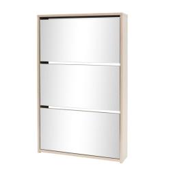 Meuble &agrave; chaussures 3 &eacute;tag&egrave;res miroir 63 x 17 x 102,5 cm Ch&ecirc;ne marron 02_0043384