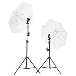Kit d'&eacute;clairage de studio avec tr&eacute;pieds et parapluies blanc 02_0042392