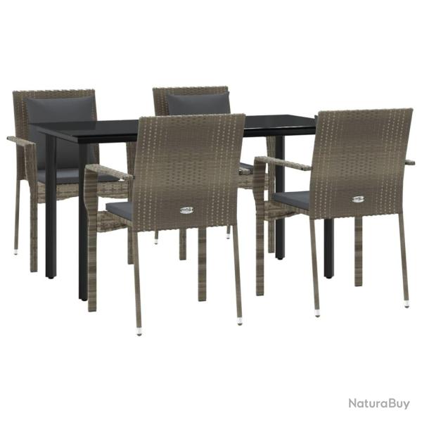 Mobilier � d�ner de jardin et coussins 5 pi�ces noir et gris 02_0014862