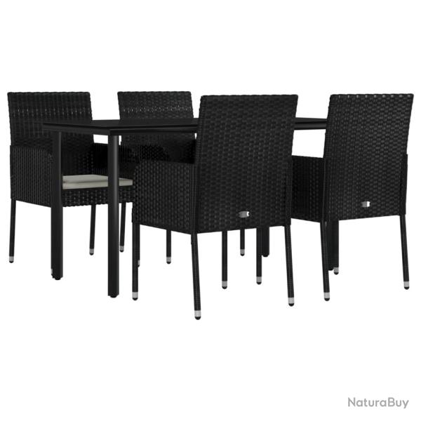 Mobilier � d�ner de jardin et coussins 5 pi�ces noir r�sine tress�e 02_0014889